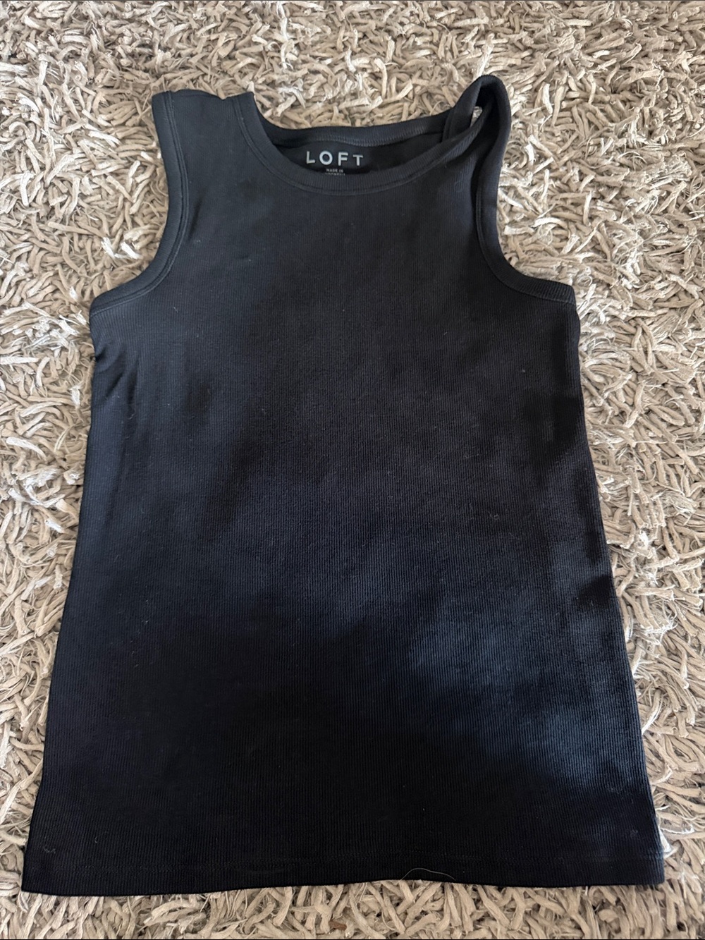LOFT Black Ribbed Tank Top